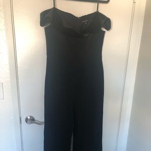 Black halo strapless jumpsuit
